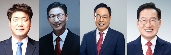 왼쪽부터 이정훈 예비후보, 김병삼 예비후보, 김섭 예비후보, 최기문 예비후보.