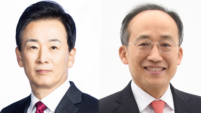 왼쪽부터 유영하  예비후보, 추경호 유영하 예비후보.