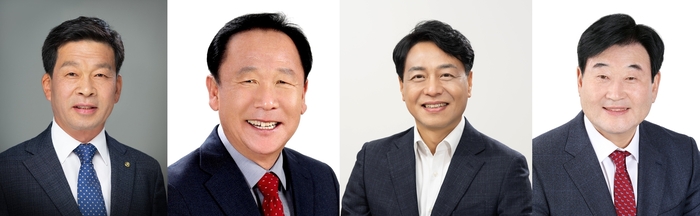 좌측부터 민주당 이상식 예비후보, 국민의힘 박현국 예비후보, 국민의힘 최기영 예비후보, 무소속 박만우 예비후보.