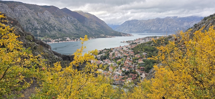 코토르의 사다리 트레일에서 바라본 코토르 만. 코토르는 바이런(Byron)이 지구상에서 가장 아름다운 땅과 바다의 조우라고 극찬한 도시다.
