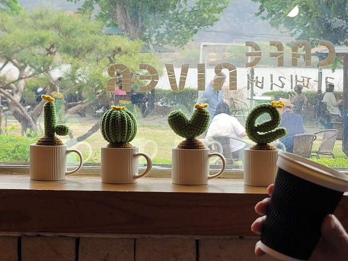 낙동강변 카페 창가에서 바라본 휴일 풍경. LOVE선인장과 여유로운 일상. 김동 시민기자