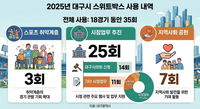2025년 대구시 라팍 스위트박스 사용 내역 <인포그래픽=생성형 AI>
