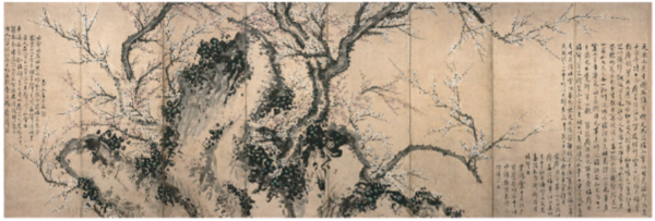 조희룡, 홍백매도, 종이에 엷은 색, 123.0×380.0㎝, 일민미술관 소장
