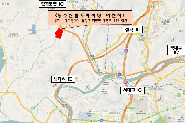 대구농수산물도매시장 위치도. <대구시 제공>