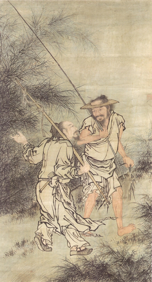 이명욱, 어초문답도, 종이에 엷은 색, 172.7×94.2㎝, 간송미술관 소장