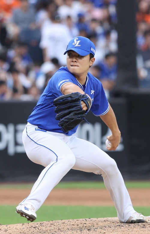 지난달 21일 대전한화생명볼파크에서 열린 삼성과 한화 경기에서 이승민이 투구하고 있다. <삼성 라이온즈 제공>