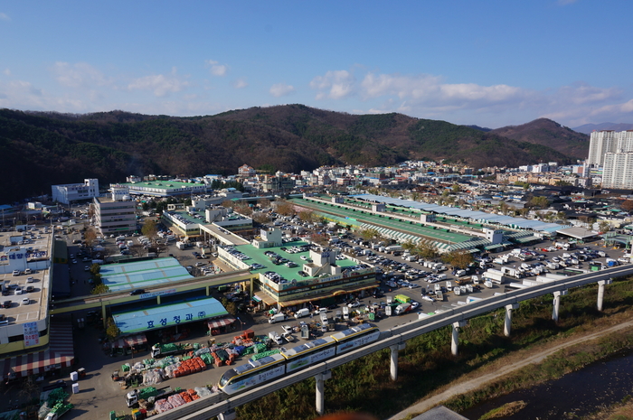 현재 대구 북구에 있는 대구농수산물도매시장 전경. 대구시는 한강 이남 최대 규모 공영 도매시장인 이곳을 2032년까지 달성군 하빈면으로 이전할 계획이다. <농수산물유통관리공사 제공>