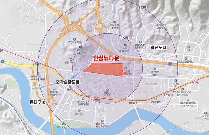 2028년 하반기 개장을 목표로 하는 신세계 대구 프리미엄 아울렛의 입지. <신세계사이먼 제공>