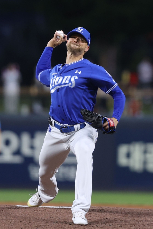 지난 12일 광주 KIA챔피언스필드에서 열린 삼성과 KIA 경기에서 선발로 나선 보스가 투구하고 있다. 삼성 라이온즈 제공