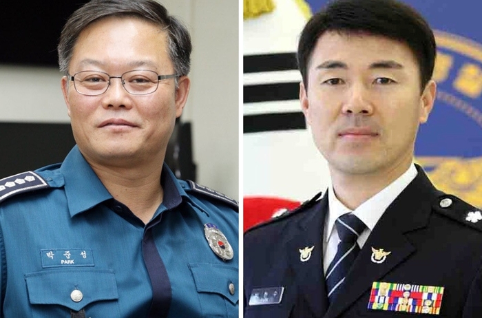 왼쪽부터 박준성 대구경찰청장 직무대리, 박헌수 경북경찰청장. 경찰청 제공