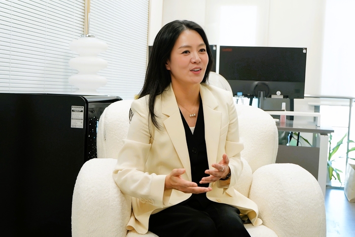더블엠소셜컴퍼니 김채현 대표가 자사 대표 솔루션 미래(MIRE)에 대해 설명하고 있다. 이승엽기자