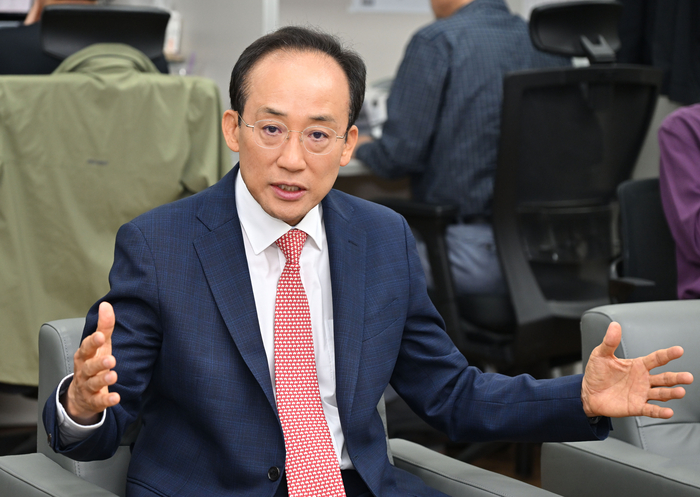 추경호 대구시장이 7일 대구시청 기자실에서 취임 100일 기자간담회를 열고 주요 현안에 대해 설명하고 있다. 대구시 제공