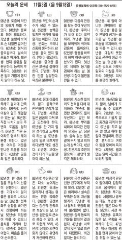 [오늘의 운세] 11월3일 (음 9월18일) (오늘의 띠별 운세) (생년월일운세)