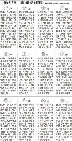 [오늘의 운세] 11월10일 (음 9월25일) (오늘의 띠별 운세) (생년월일운세)