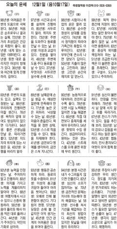 [오늘의 운세] 12월1일 (음10월17일) (오늘의 띠별 운세) (생년월일운세)