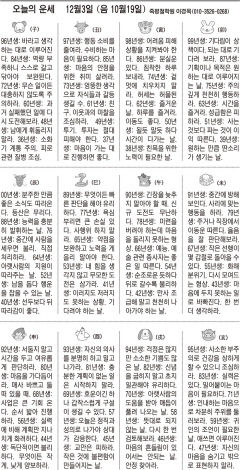 [오늘의 운세] 12월3일 (음 10월19일) (오늘의 띠별 운세) (생년월일운세)