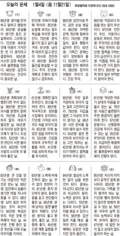 [오늘의 운세] 1월4일 (음 11월21일) (오늘의 띠별 운세) (생년월일운세)