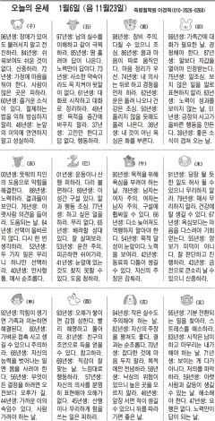 [오늘의 운세] 1월6일 (음 11월23일) (오늘의 띠별 운세) (생년월일운세)