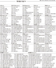 12월13일(월) 케이블·위성TV 편성표