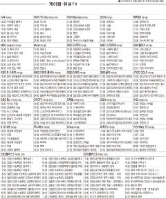 5월16일(월) 케이블·위성TV 편성표
