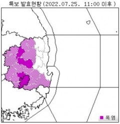 대구와 경북 의성 예천 칠곡에 25일 오전 11시 기해 폭염경보