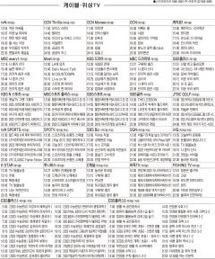 9월26일(월) 케이블·위성TV 편성표