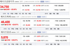 메리츠금융, 자회사 편입…3인방  모두 상한가