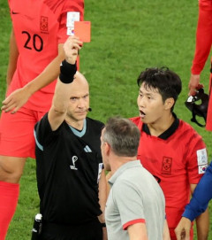 '코너킥 기회 무시' 가나전 심판, 항의하는 벤투 감독에 레드카드