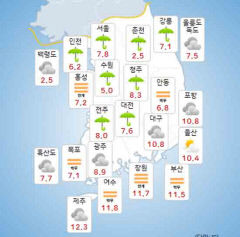 14일 대구경북…비 또는 눈 내린다