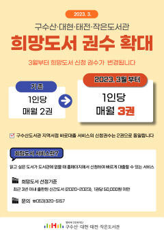 북구 지역 도서관 희망도서 신청권수 확대