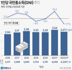 지난해 1인당 국민총소득 2년 만에 감소세 전환