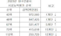 올해 대구지역 건설사 시공능력평가 순위는 ?