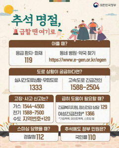 추석 연휴, 긴급한 일 생겼을 땐 여기로 전화하세요