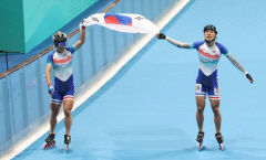 [아시안게임] 한국 남자 롤러스케이팅, 3000m 계주 은메달