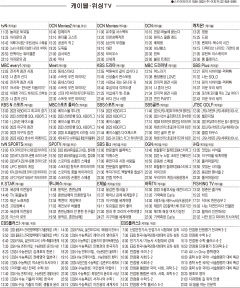 10월9일(월) 케이블·위성TV 편성표