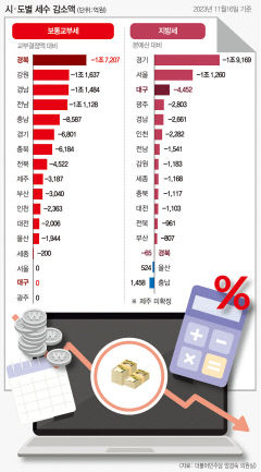 '세수 펑크'에 보통교부세 9兆↓…경북 1조7천억 줄어 '최다'