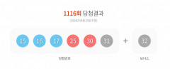 1116회 로또 1등 '15, 16, 17, 25, 30, 31'