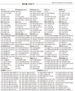 5월20일(월) 케이블·위성TV 편성표