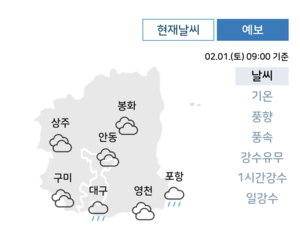 대구경북, 2월 첫날 흐리고 눈·비
