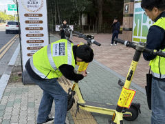 [Y르포] 대구 인도 방치 공유 전동 킥보드 단속 현장