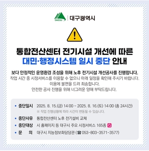 대구 일부 공공기관 홈페이지, 예고시간보다 일찍 서비스 중단