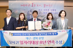 대구 달서구, 고용노동부 ‘2025 전국 지자체 일자리대상’ 우수상…8년 연속 수상